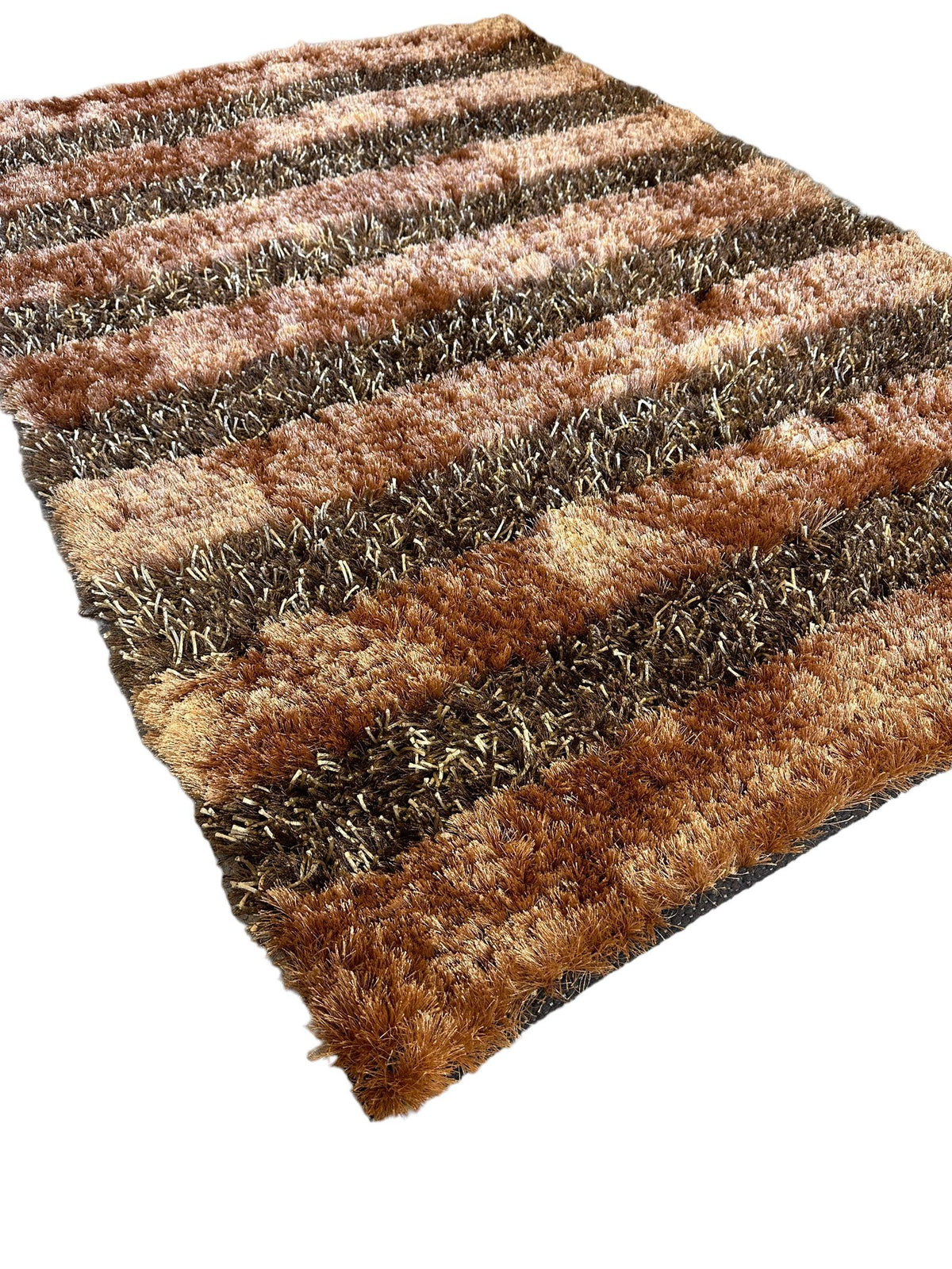 Striped Area Rug 4x6 | Rust, Gray & Black | Wool - Rugistan, view 4