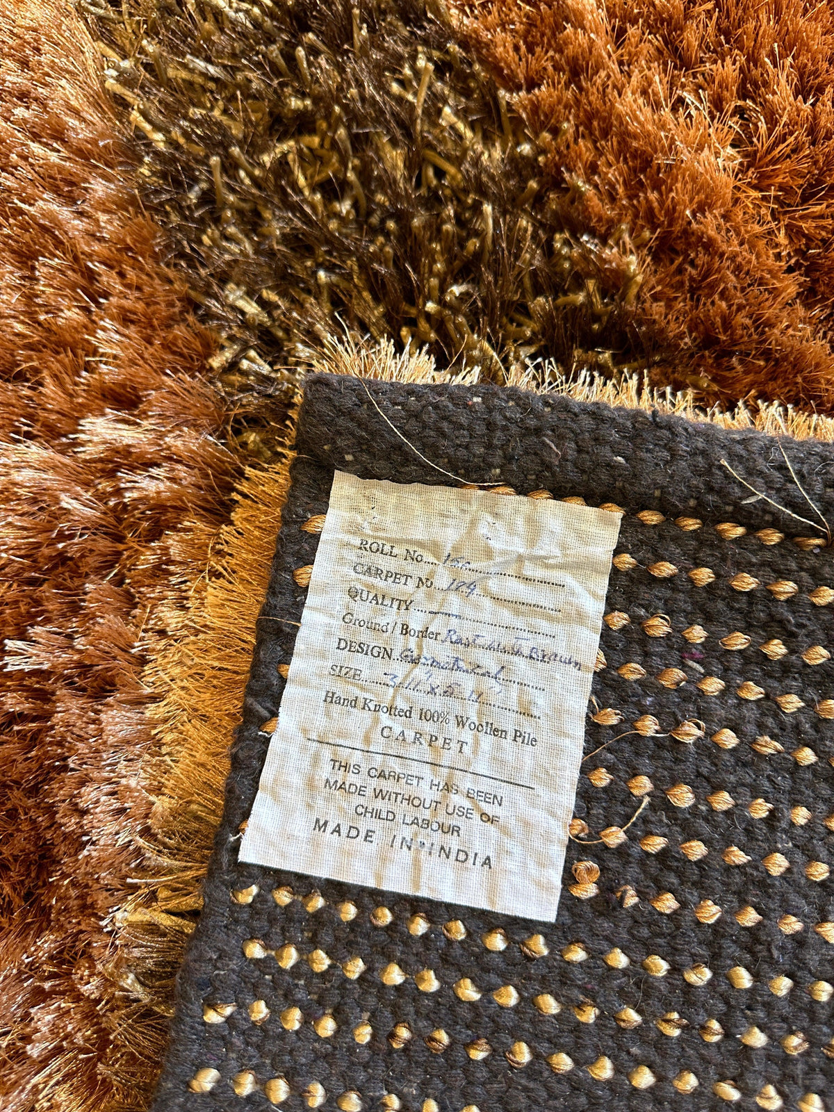 Striped Area Rug 4x6 | Rust, Gray & Black | Wool - Rugistan, view 5