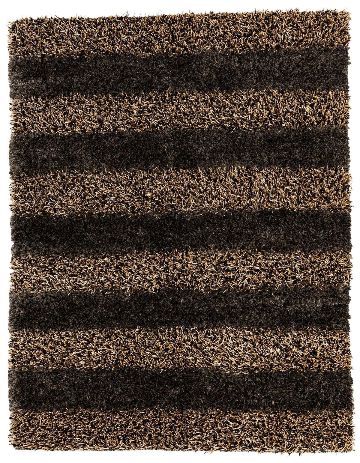Striped Area Rug 5x7 | Brown, Beige & Black | Polypropylene - Rugistan