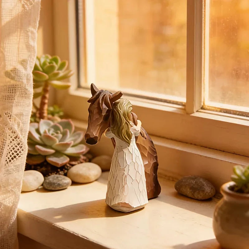 Horse Figurine - Ceramic Girl Decoration
