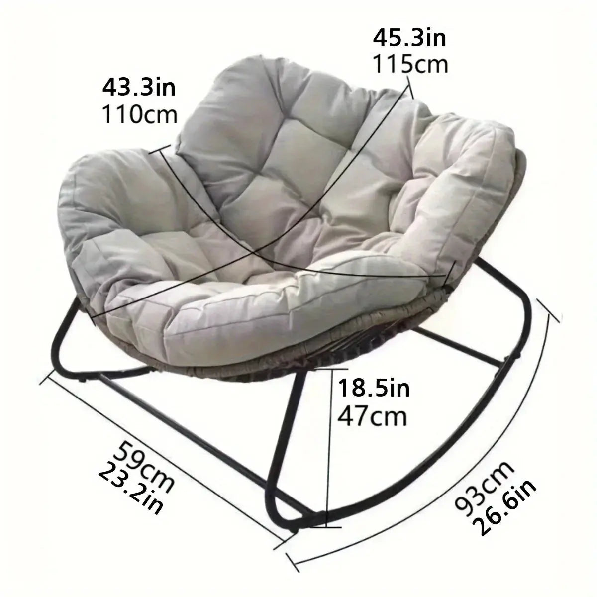 Outdoor Papasan Rocking Chair with Weather-Resistant Cushions