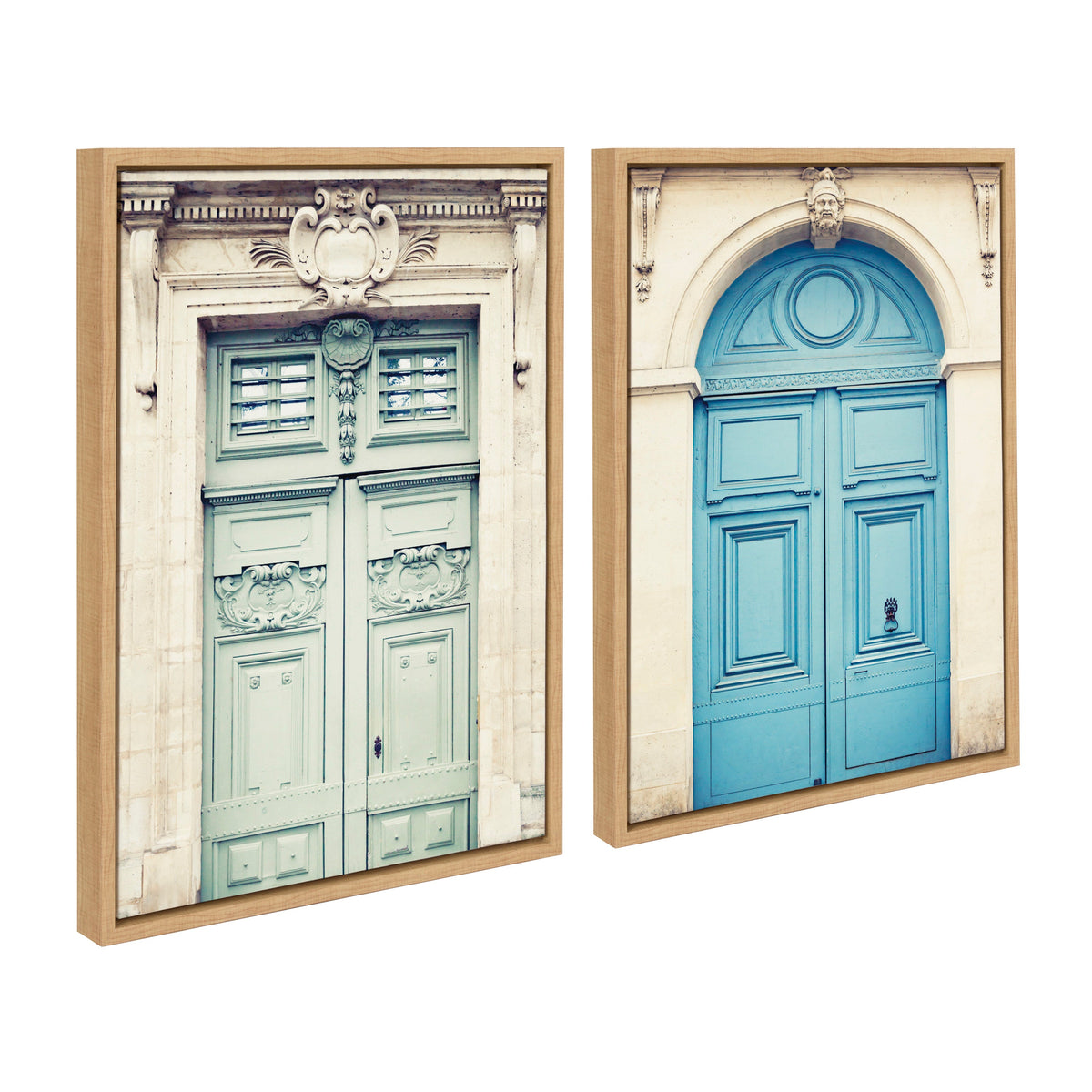 Sylvie Classic Parisian Door and Blue Paris Door Framed Canvas Art Set by Caroline Mint