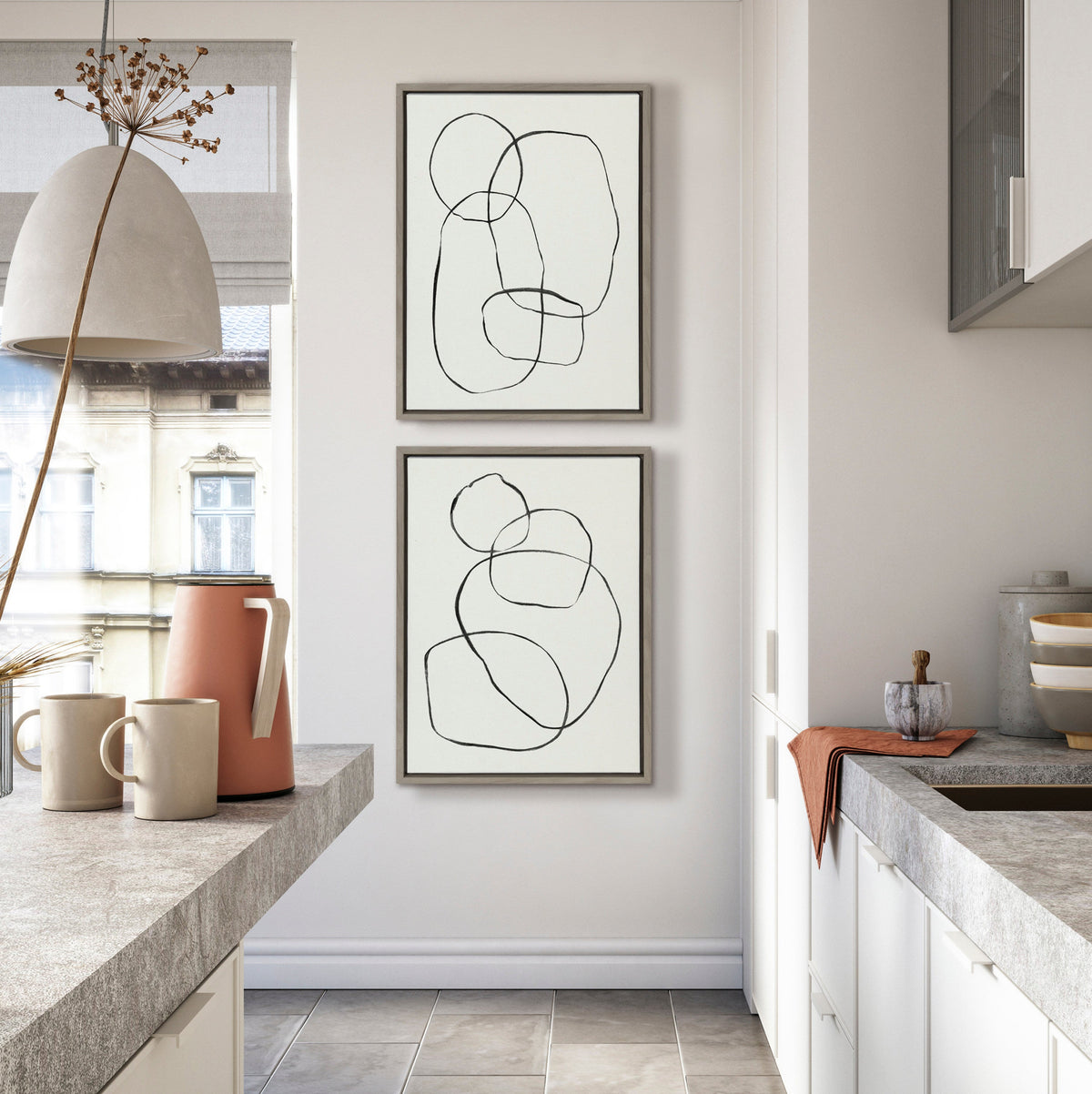 Sylvie Going in Circles Framed Textured Canvas Set by Teju Reval