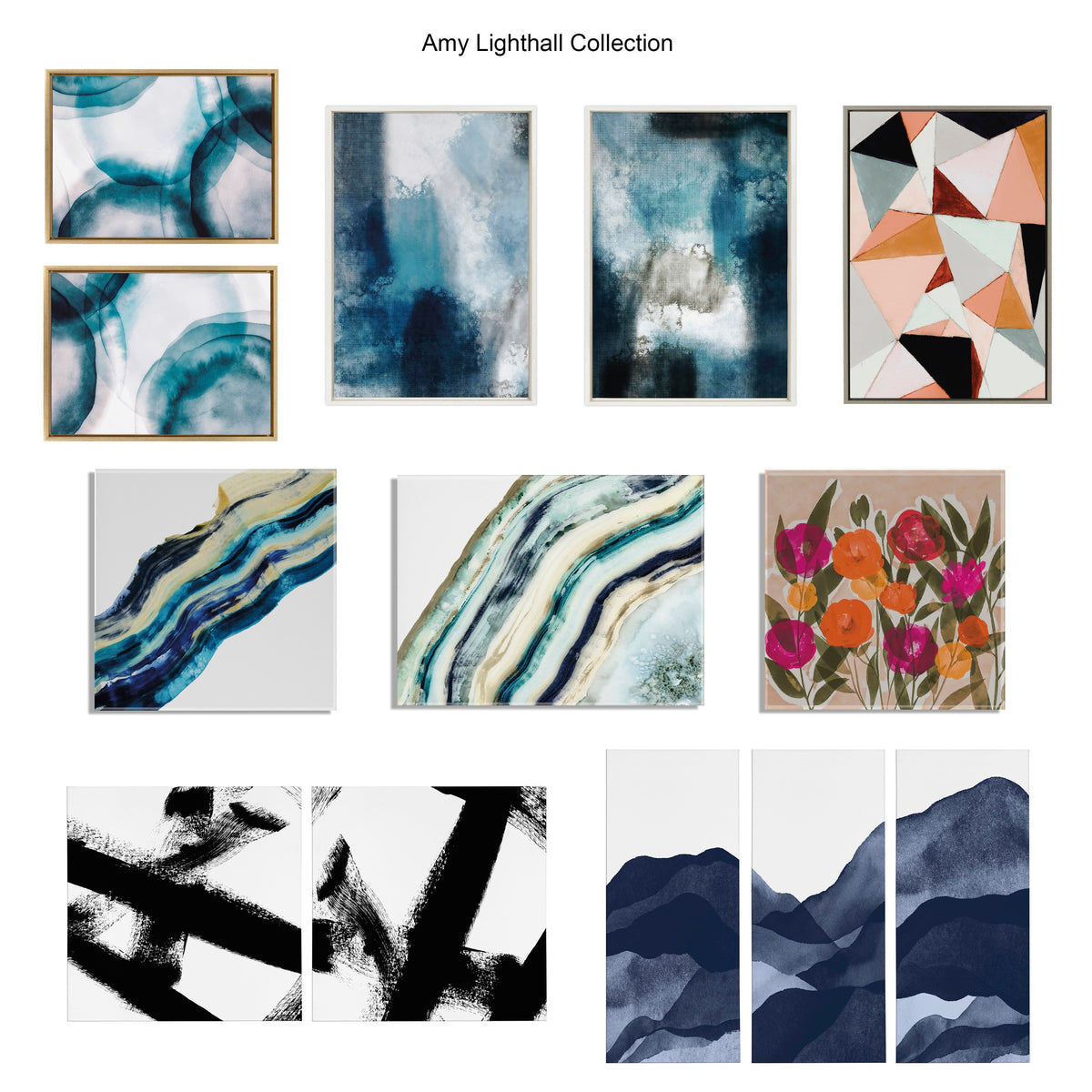 Sylvie Aqua Abstract 1 Framed Canvas by Amy Lighthall
