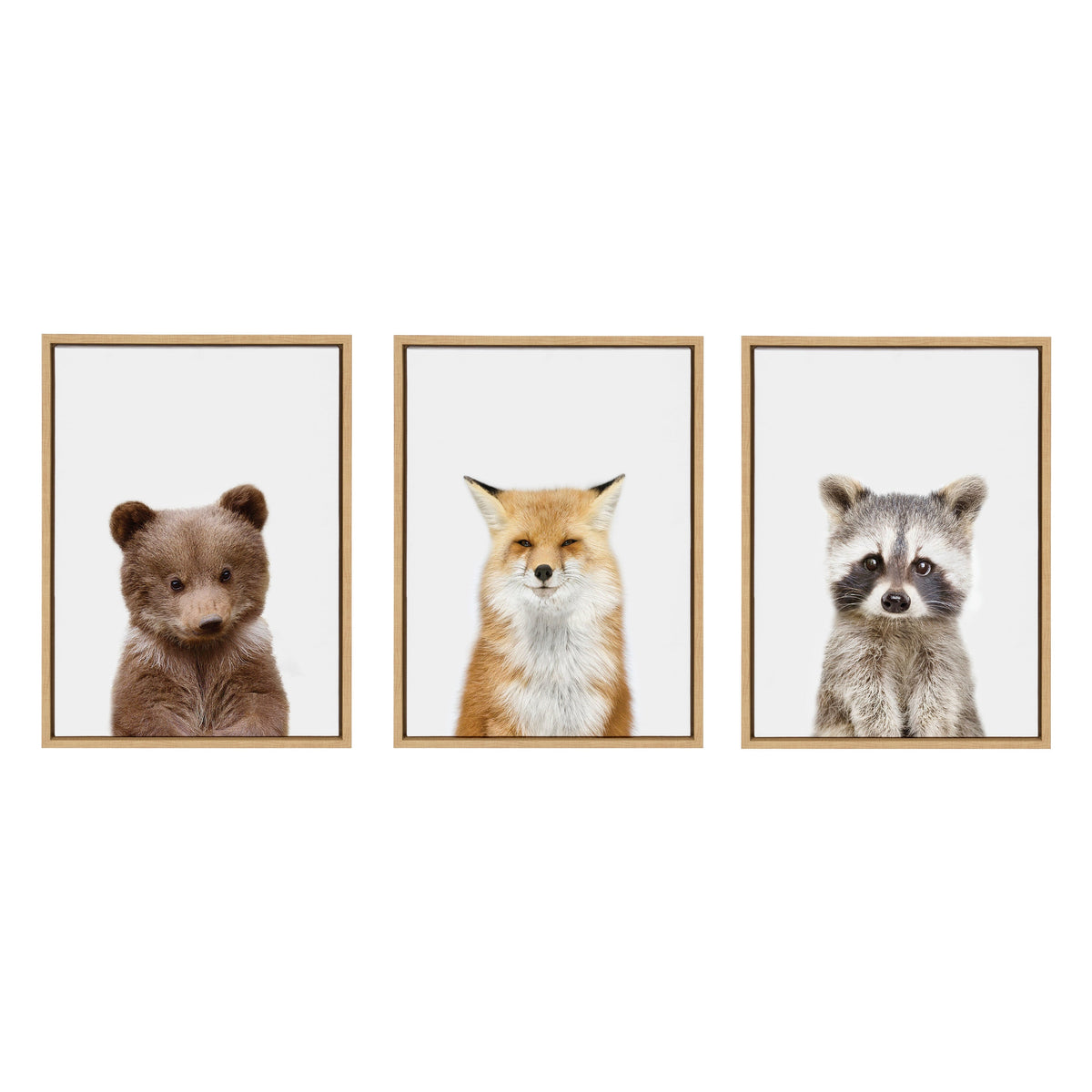 Sylvie Studio Bear, Studio Fox and Studio Raccoon Framed Canvas by Amy Peterson Art Studio