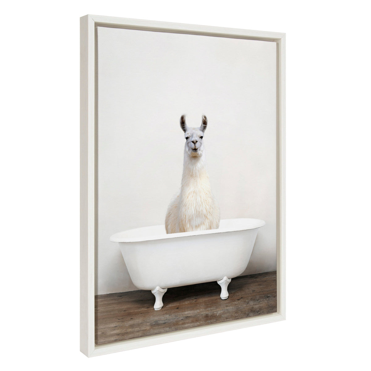 Sylvie Alpaca in the Tub Color Framed Canvas by Amy Peterson Art Studio