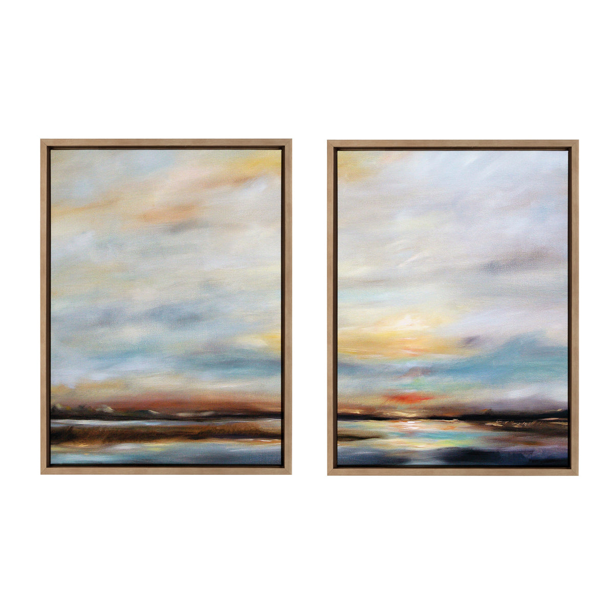 Sylvie Carolina Sunset Diptych Framed Canvas Art Set by Mary Sparrow