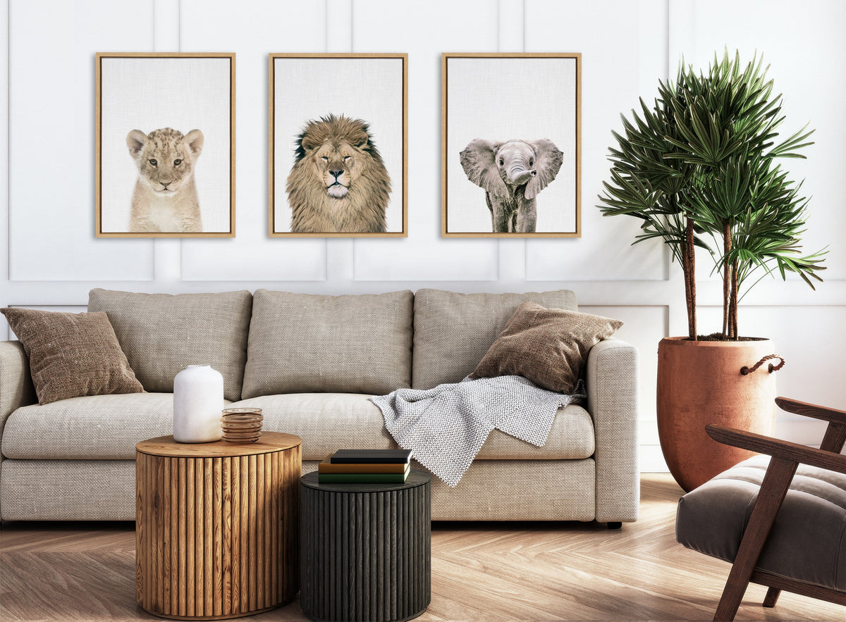 Sylvie Baby Elephant Color Framed Canvas by Simon Te of Tai Prints