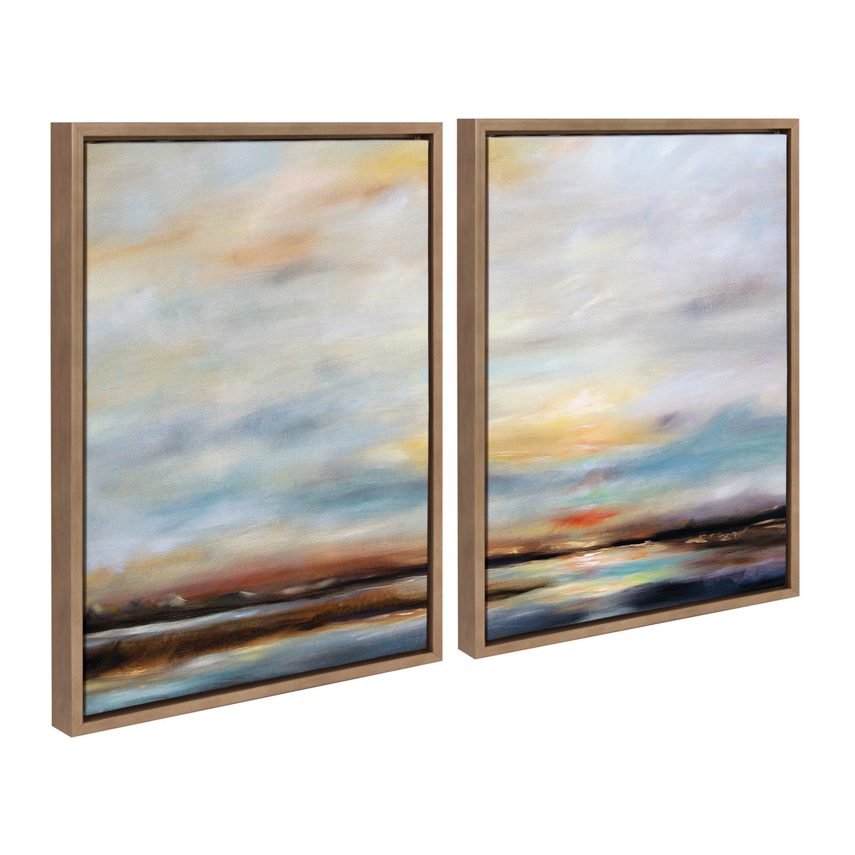 Sylvie Carolina Sunset Diptych Framed Canvas Art Set by Mary Sparrow