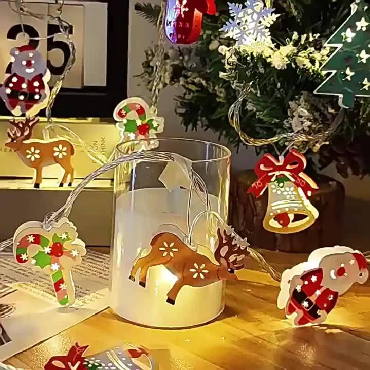 Iron Christmas LED String Lights with Cartoon Designs & Battery Power