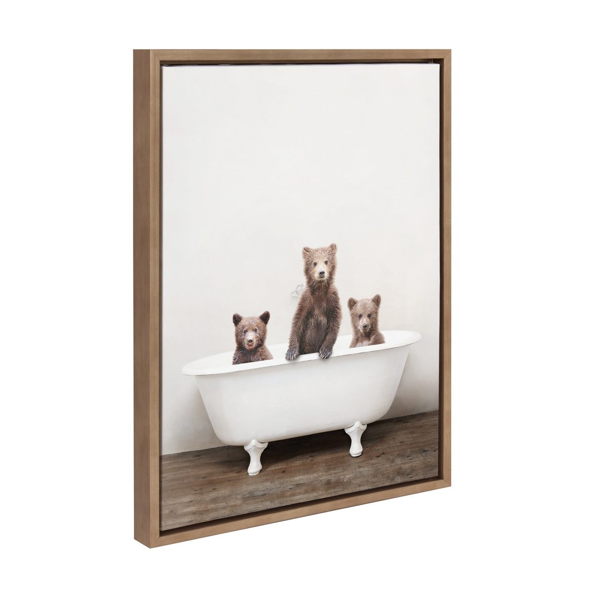 Sylvie Three Little Bears in Vintage Bathtub Framed Canvas by Amy Peterson Art Studio