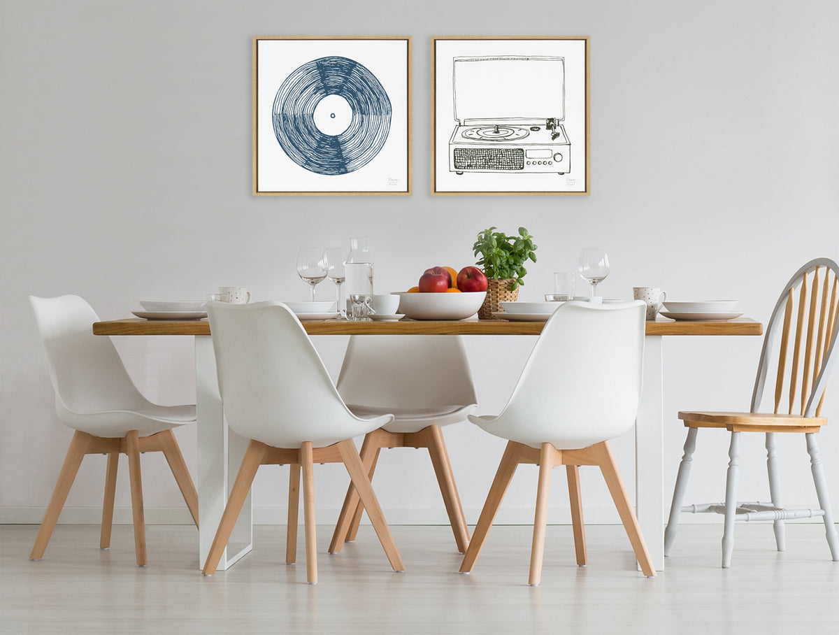 Sylvie Victrola Record Player Framed Canvas by Statement Goods