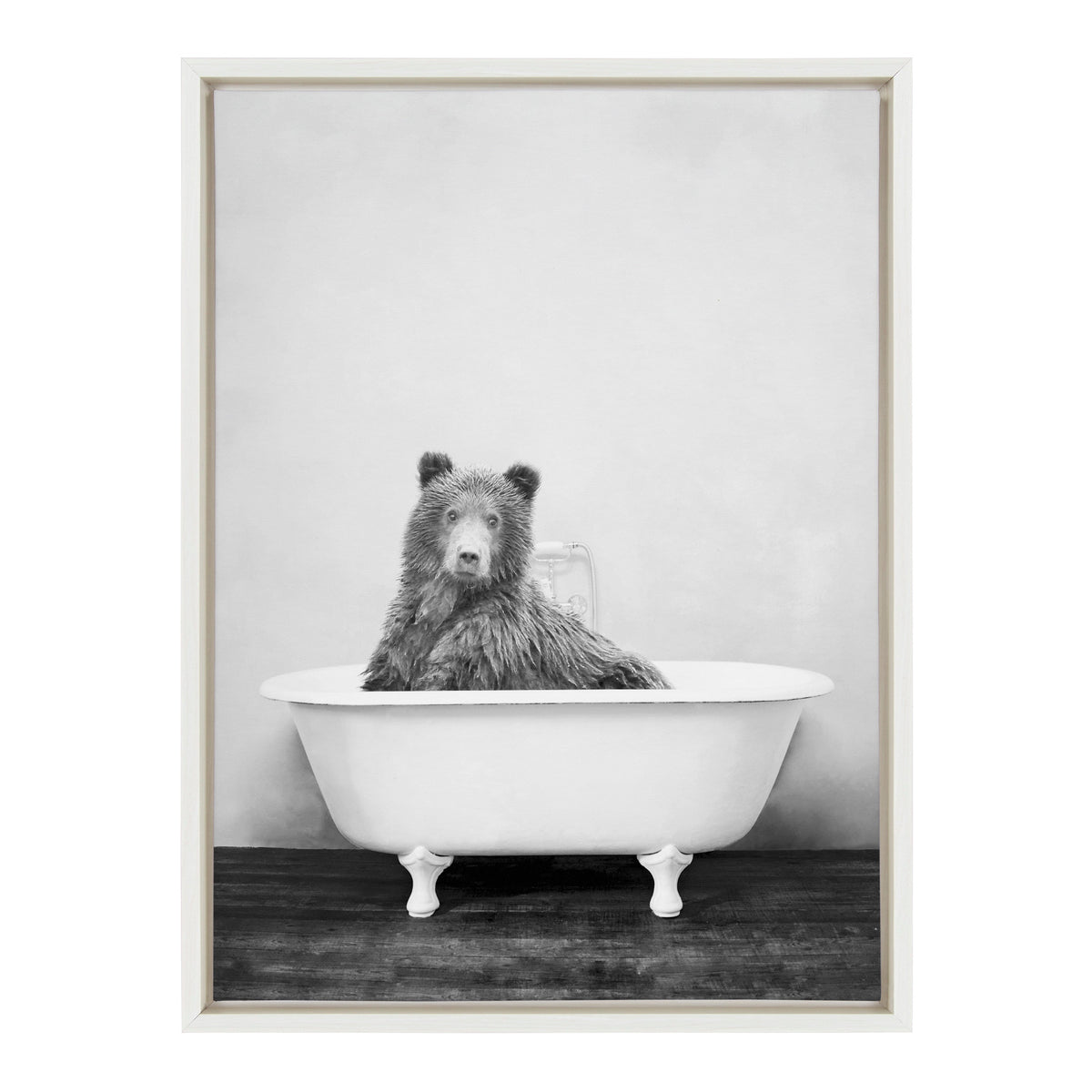 Sylvie Bear in the Tub Framed Canvas by Amy Peterson Art Studio