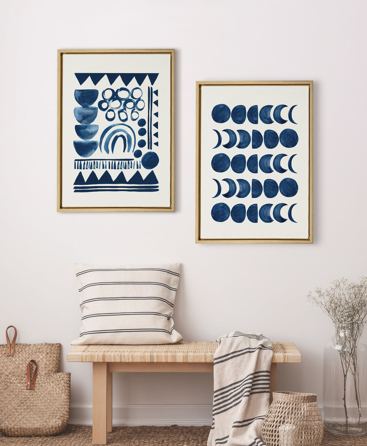 Sylvie 858 Indigo Abstract Framed Canvas by Teju Reval