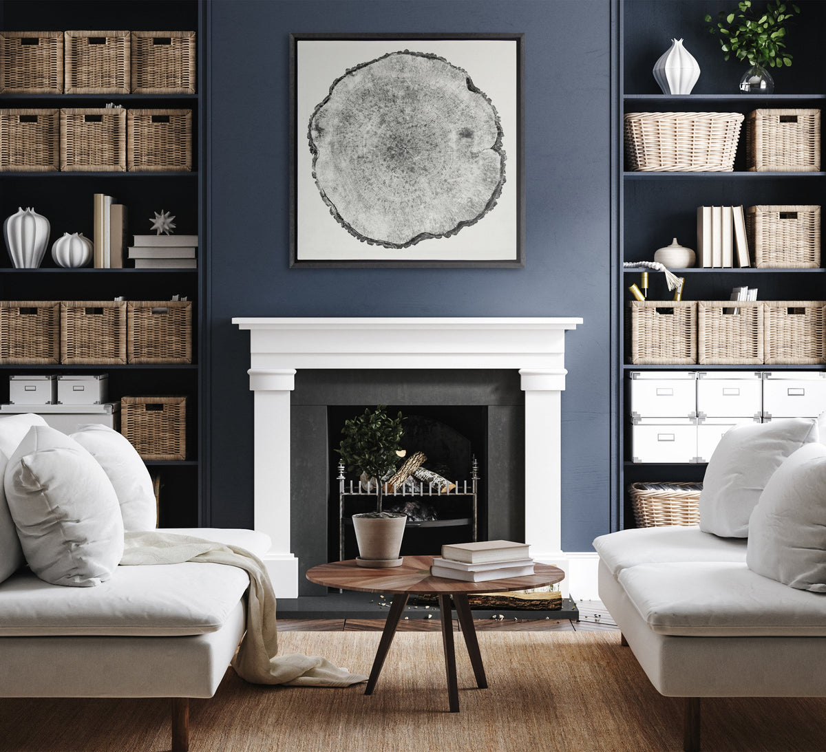 Sylvie Tree Rings Linen Framed Canvas by Emiko and Mark Franzen of F2Images