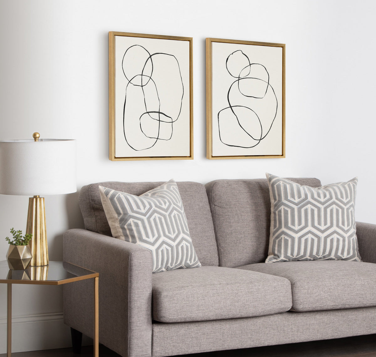Sylvie Going in Circles Framed Textured Canvas Set by Teju Reval