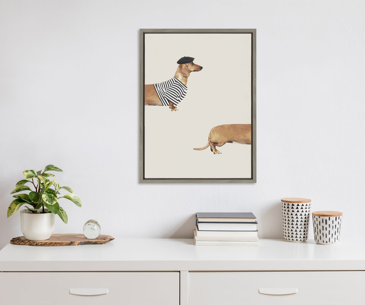 Sylvie Long Dog Framed Canvas by July Art Prints