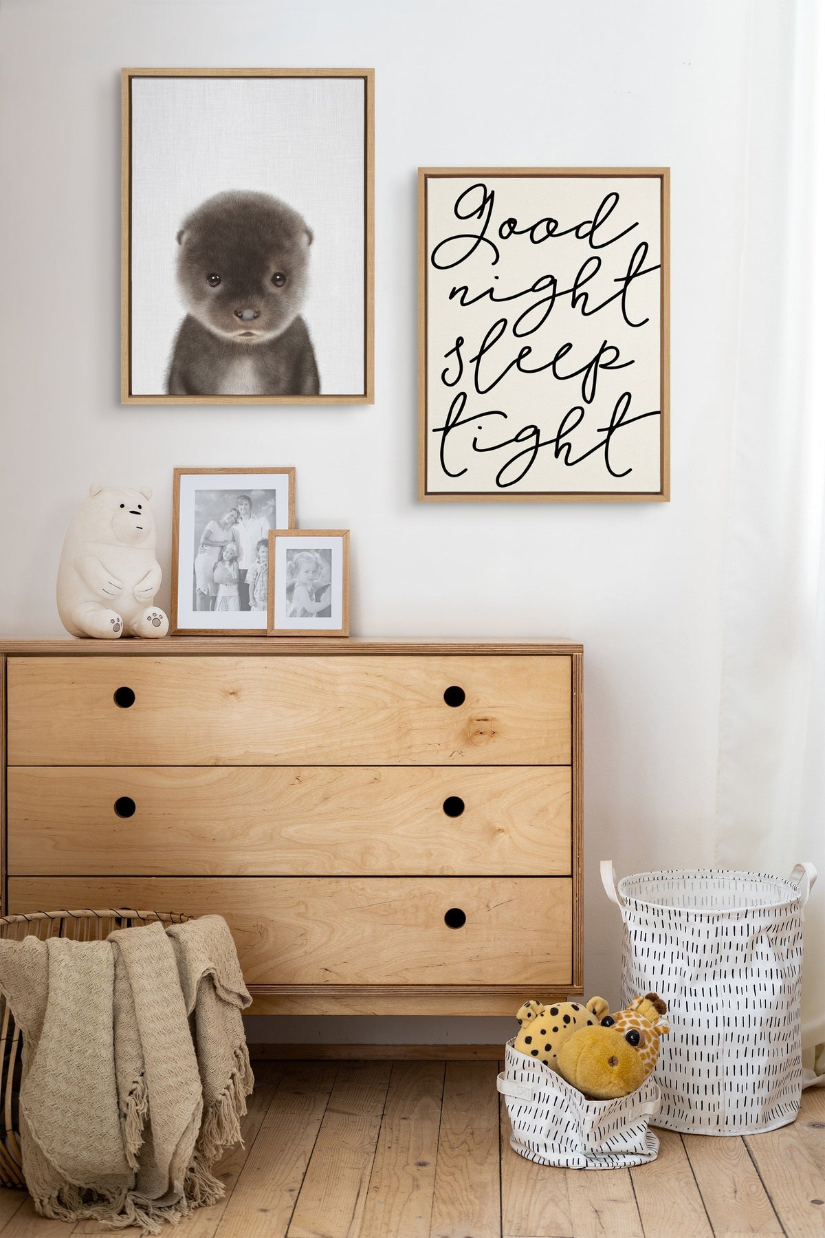 Sylvie Baby Otter Color Illustration Framed Canvas by Simon Te of Tai Prints
