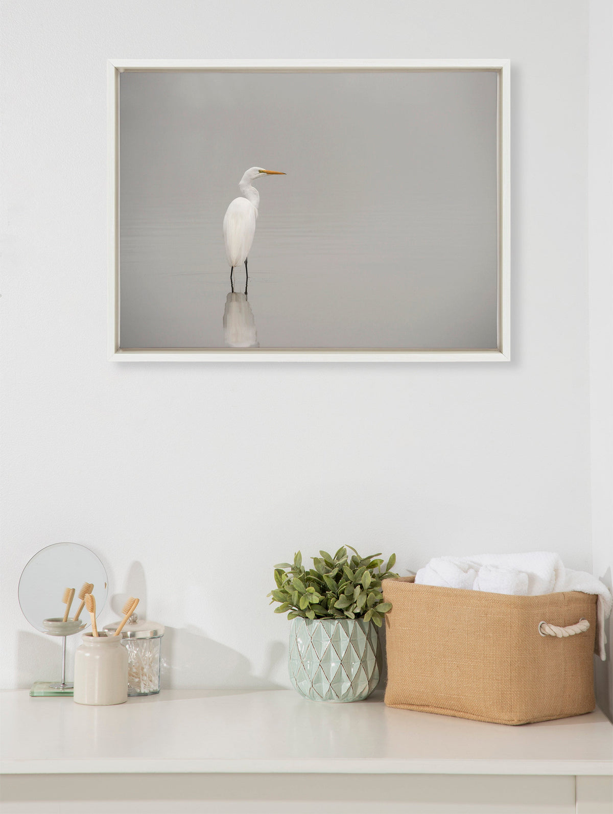 Sylvie Great White Egret Framed Canvas by Crystal Lynn Collins