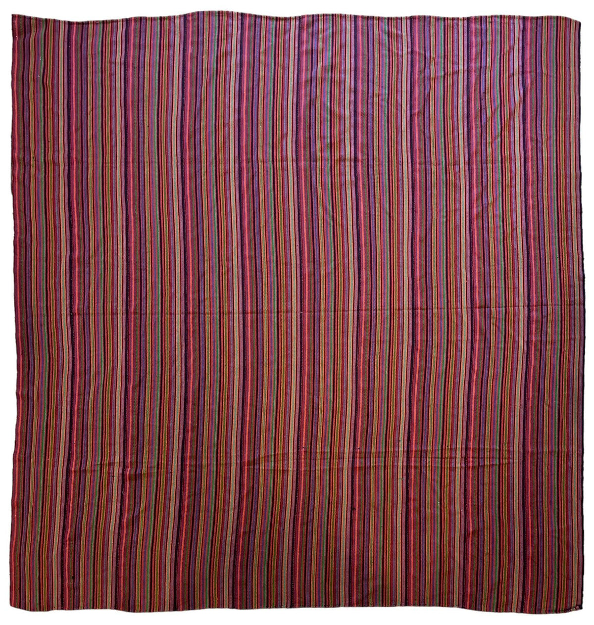Antique Persian Kilim Rug 9x9 | Red, Purple & Burgundy | Hand-Woven Wool Flatweave - Rugistan