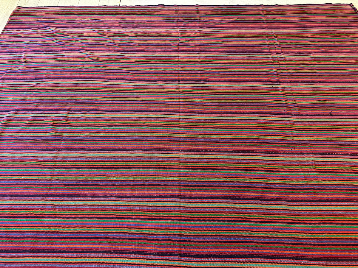 Antique Persian Kilim Rug 9x9 | Red, Purple & Burgundy | Hand-Woven Wool Flatweave - Rugistan, view 14