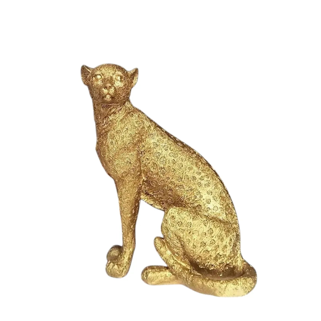 Gold Leopard Cheetah Statues for Modern Home Decor Lovers