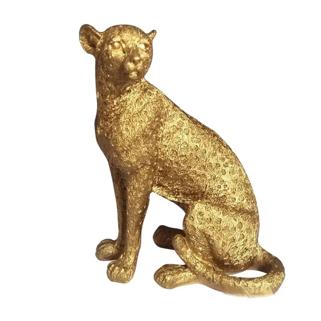 Gold Leopard Cheetah Statues for Modern Home Decor Lovers