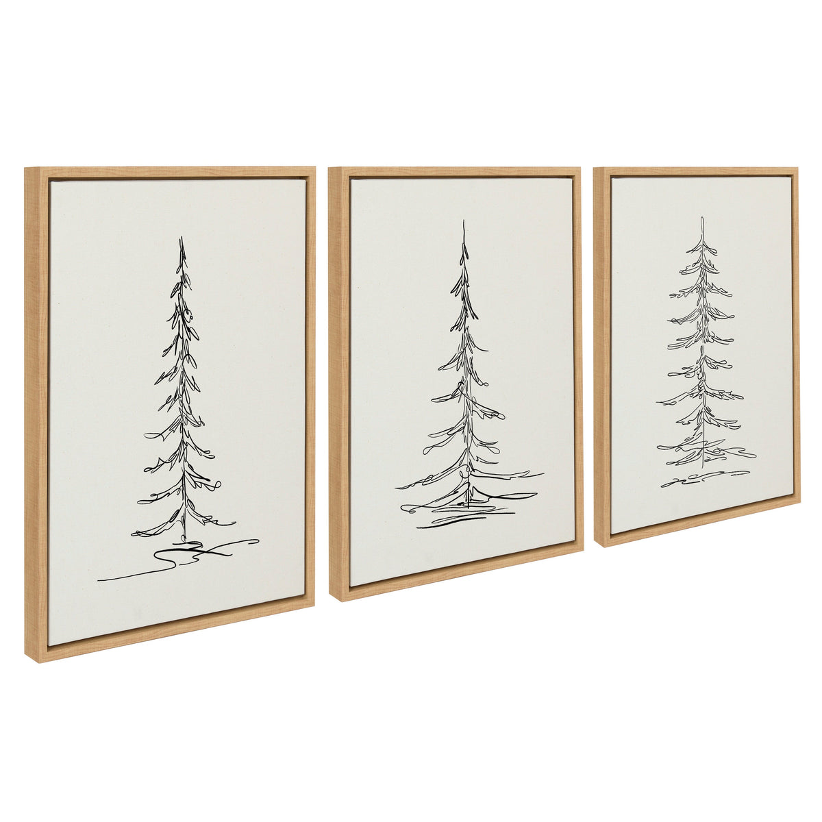 Sylvie Minimalist Evergreen Trees Framed Canvas Set by The Creative Bunch Studio