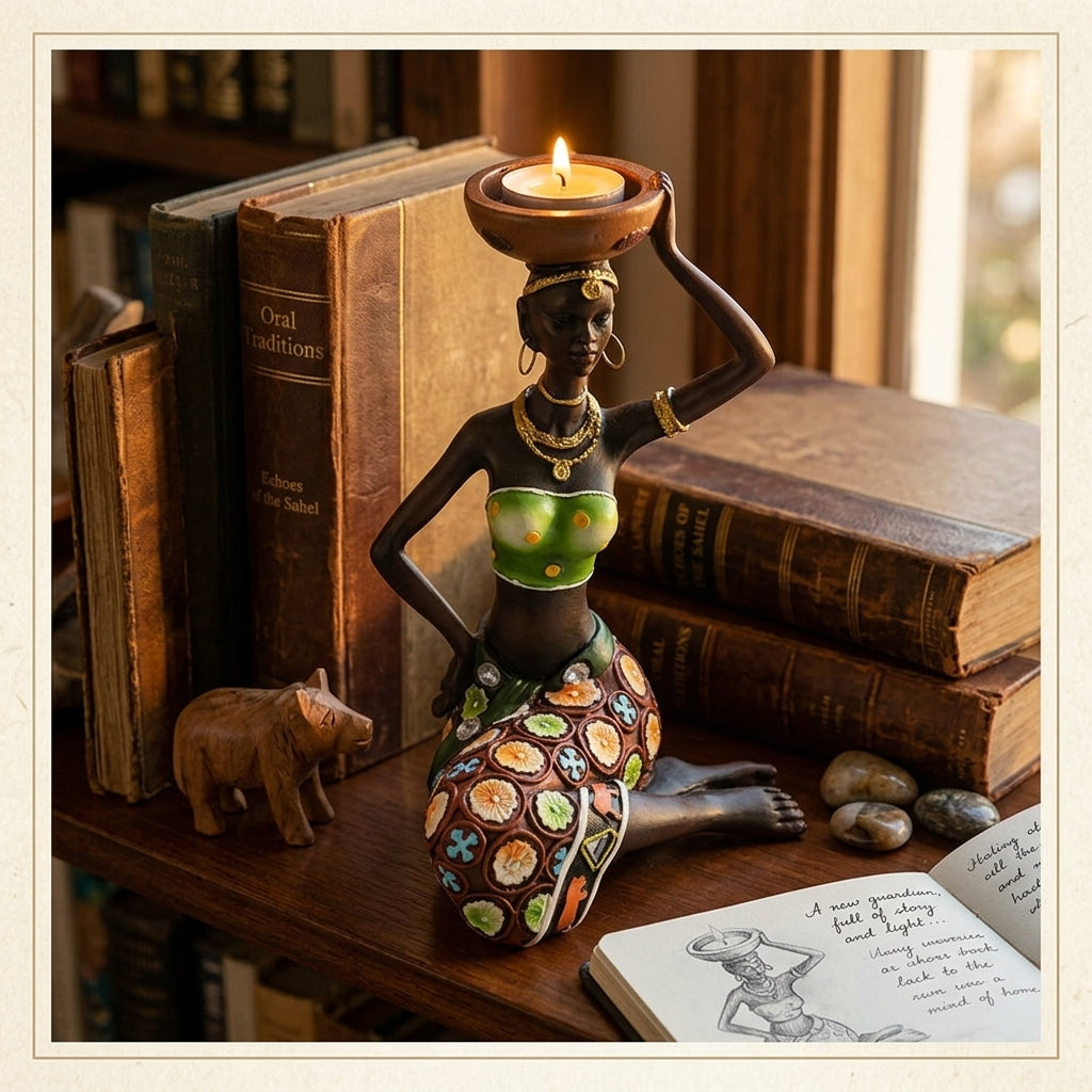 Tribal Candle Holder - Minimalist Iron Figurine Sculpture Decor