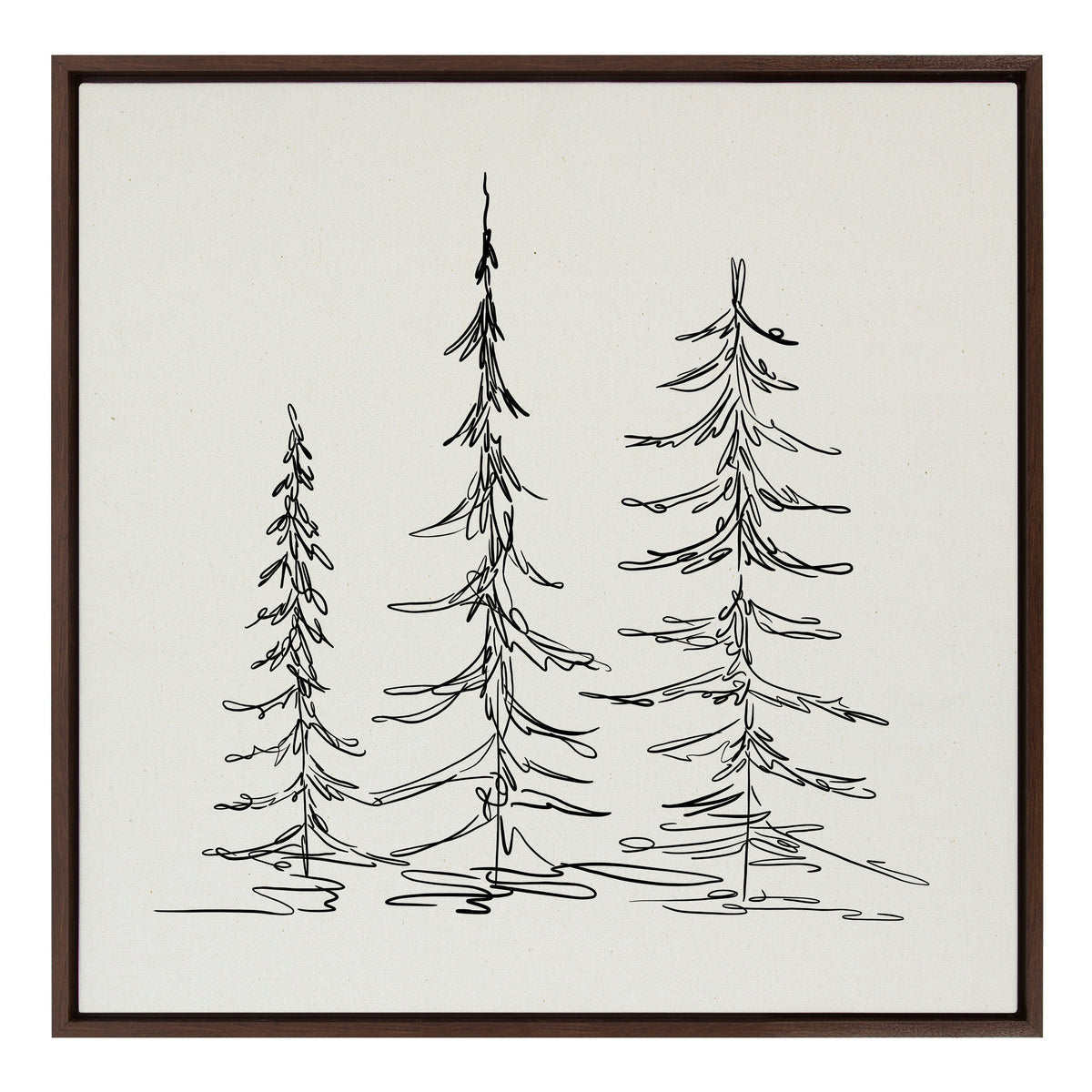 Sylvie Minimalist Evergreen Trees Sketch Framed Canvas by The Creative Bunch Studio
