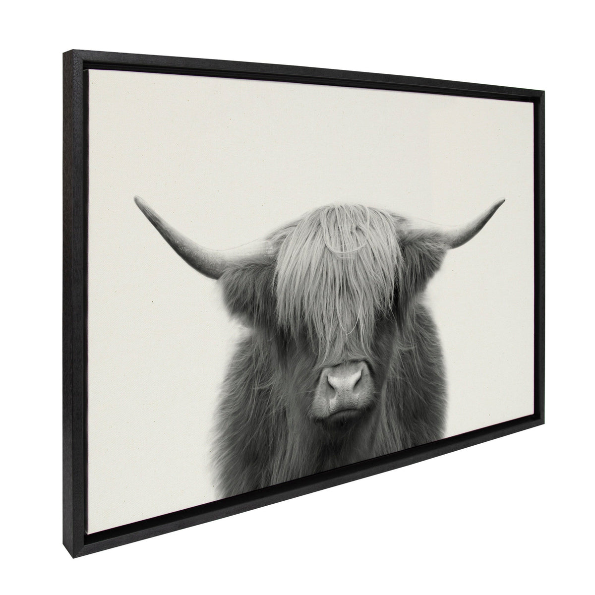 Sylvie Hey Dude Highland Cow Framed Linen Canvas by The Creative Bunch Studio