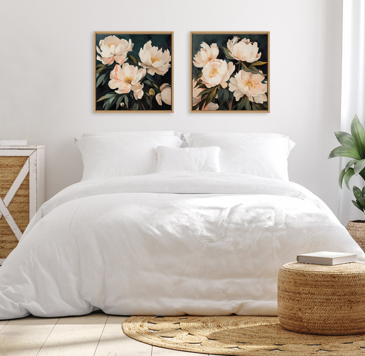 Sylvie Beautiful Painterly Floral Bouquets Framed Canvas Art Set by The Creative Bunch Studio
