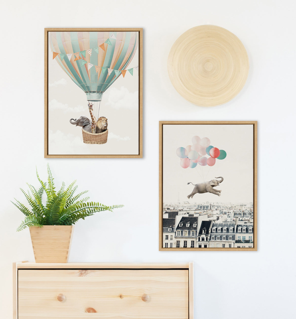 Sylvie Hot Air Balloon Travel Framed Canvas by July Art Prints