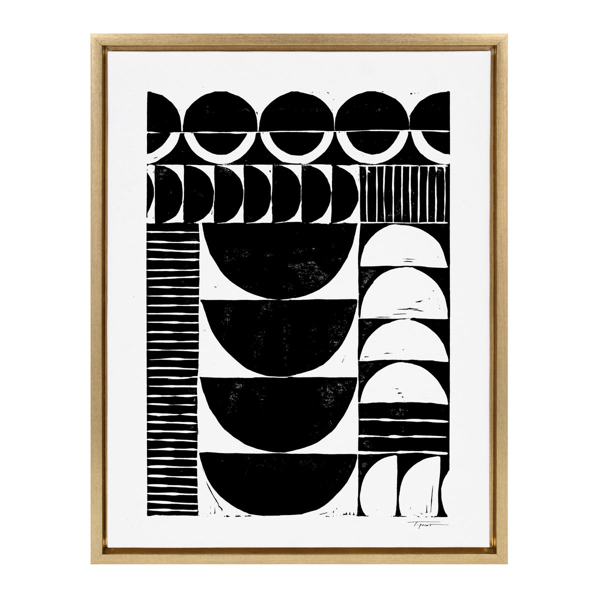 Sylvie Modern Circular Block Print Framed Canvas by Statement Goods