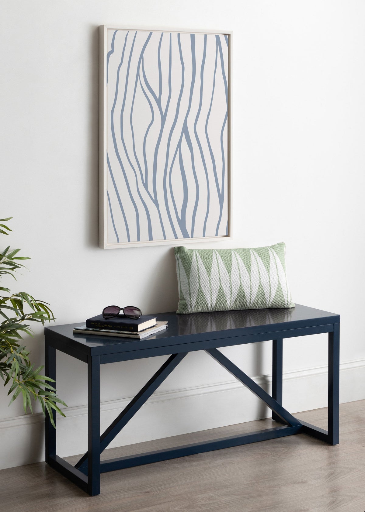 Sylvie Simple Elegant Coastal Waves Framed Canvas by The Creative Bunch Studio