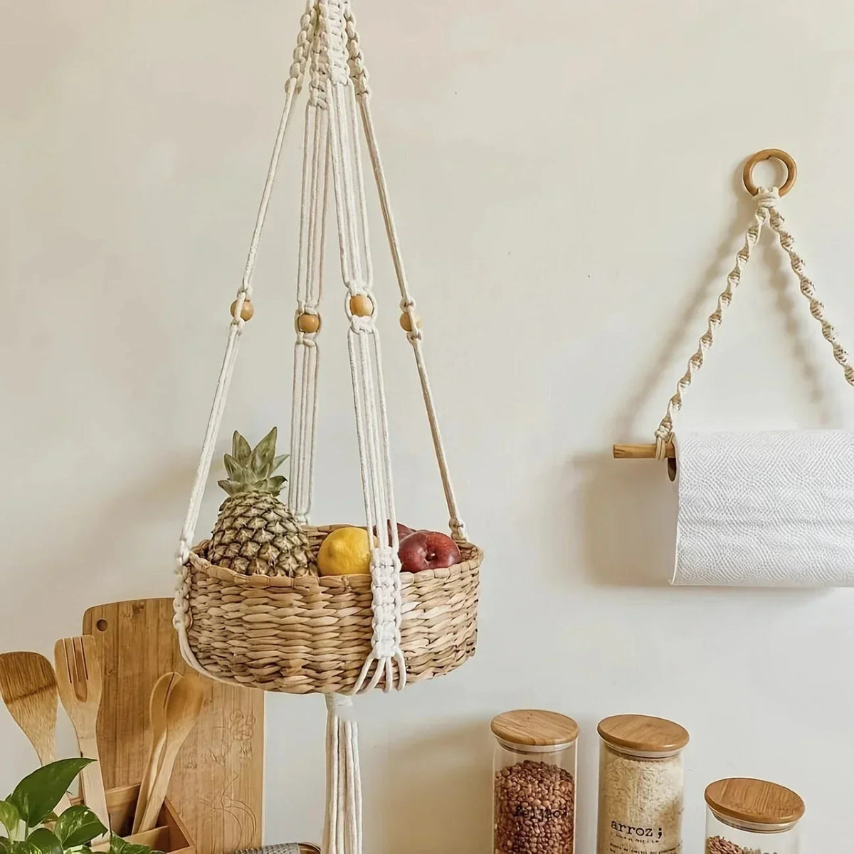 3-Piece Bohemian Handwoven Macrame Plant Hangers with Tassels