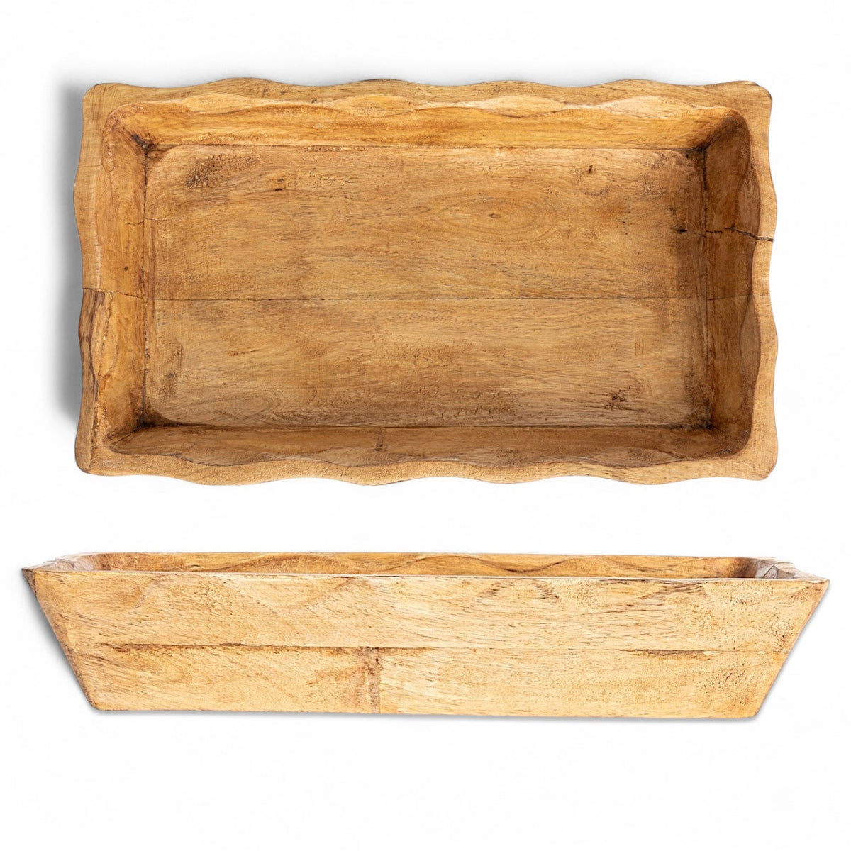 Mango Wood Scalloped Edge Tray by Rust & Cinder