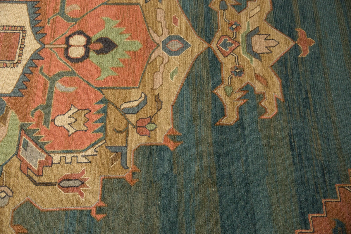10x13.5 Vintage Serapi Indian Soumac Design Carpet