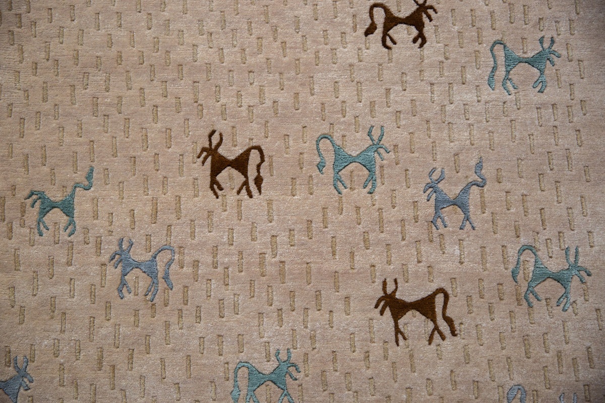 6x9 New Indian Folk Art Design Carpet