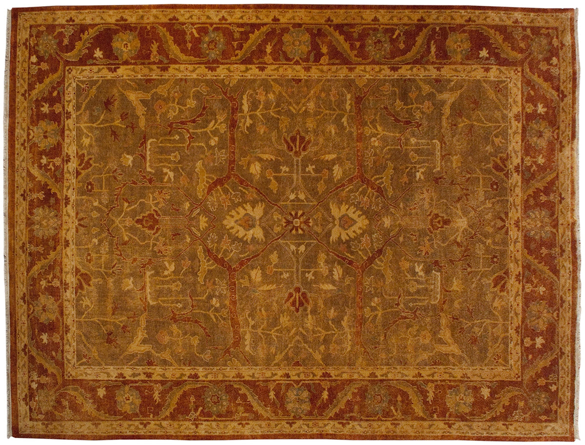 10x13.5 New Gold Wash Indian Oushak Design Carpet