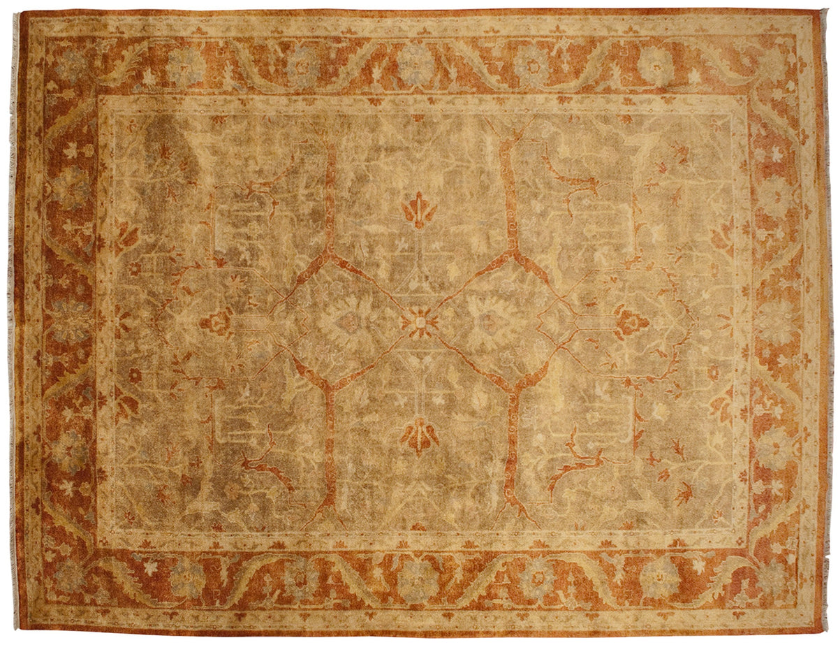 10x13.5 New Gold Wash Indian Oushak Design Carpet
