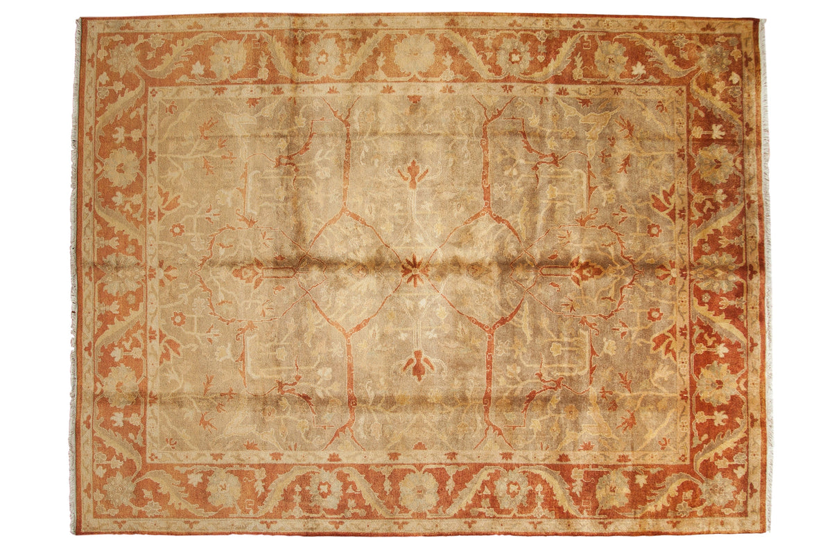 8.5x11.5 New Gold Wash Indian Oushak Design Carpet