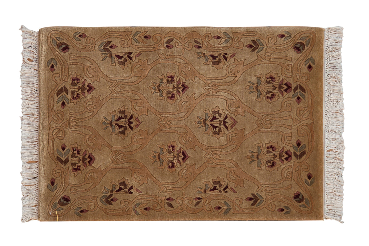 2x3 Vintage Contemporary Indian Savonnerie Design Rug Mat