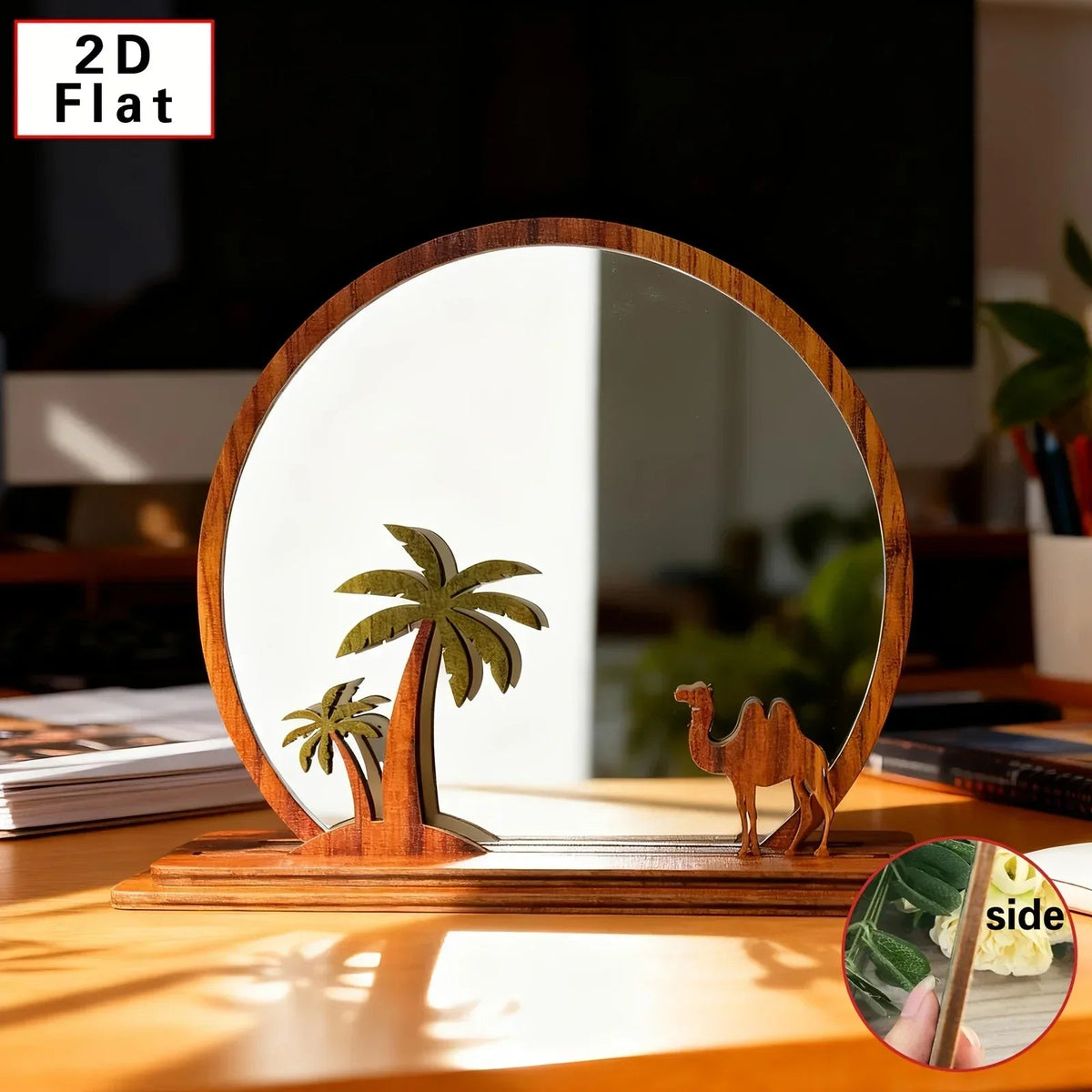Mirror - Decorative Wooden Camel Design