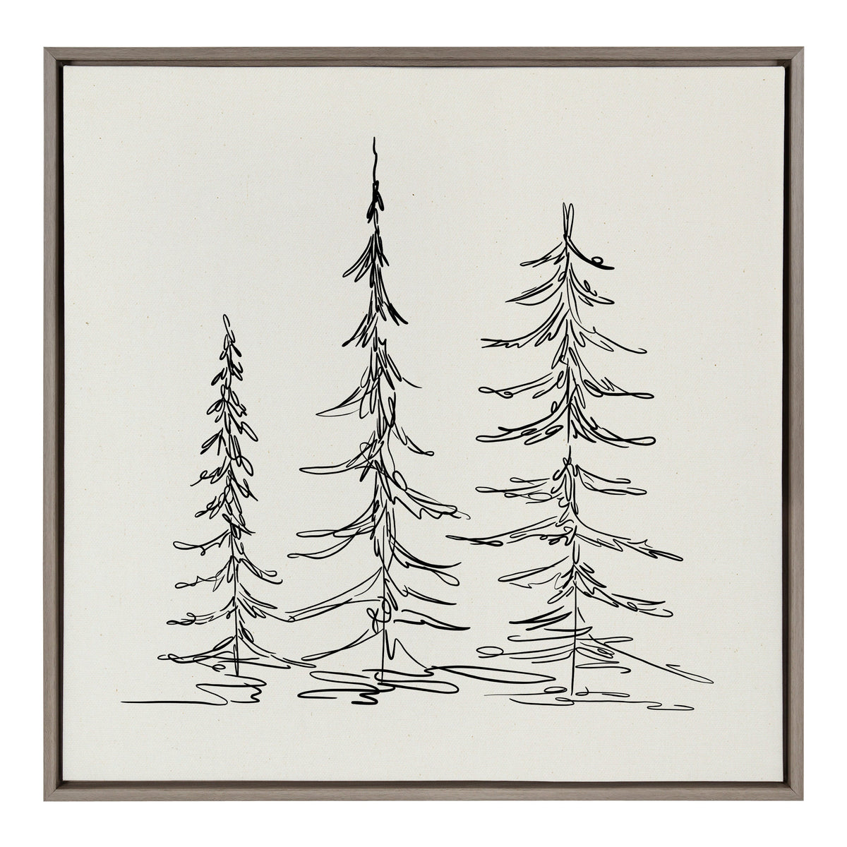 Sylvie Minimalist Evergreen Trees Sketch Framed Canvas by The Creative Bunch Studio