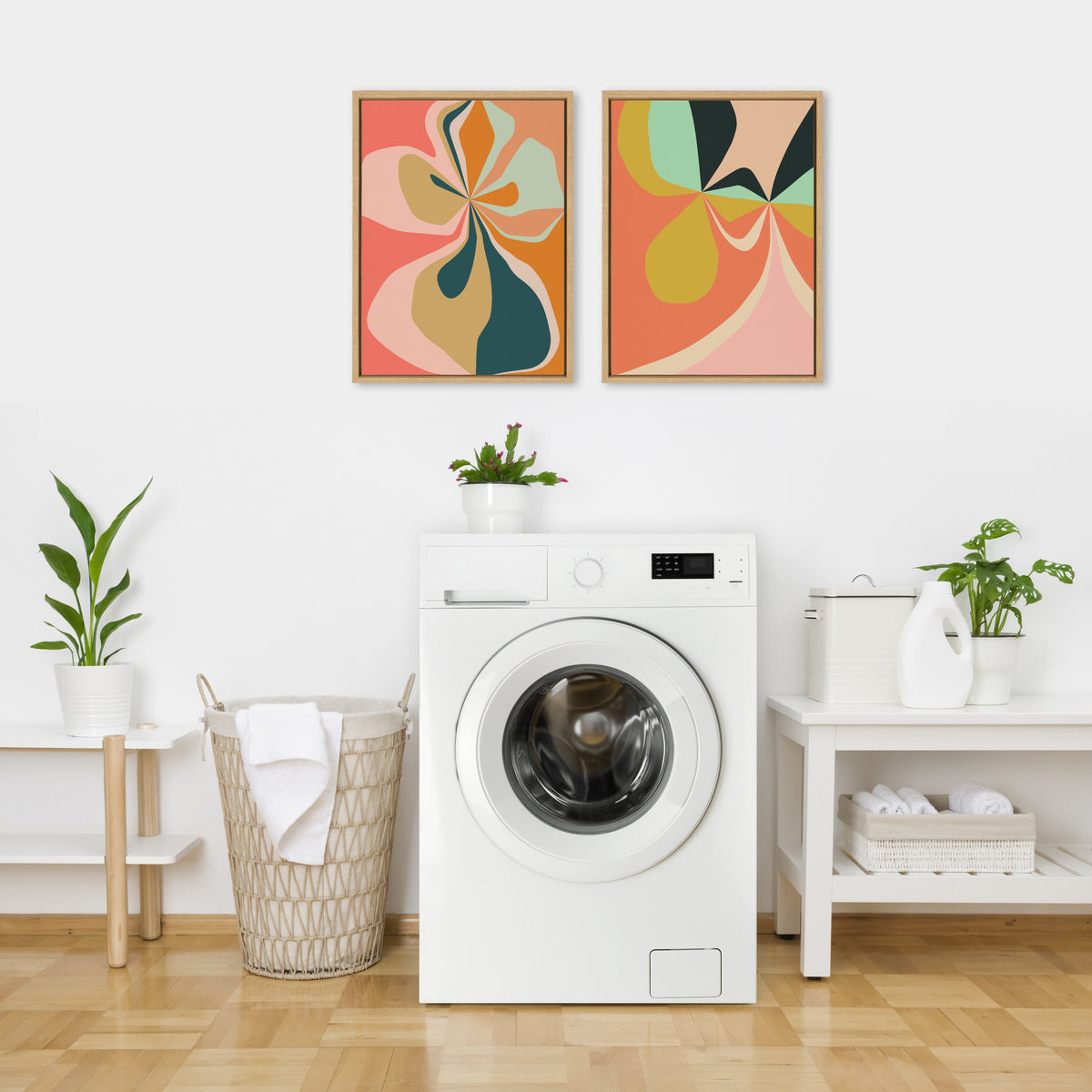 Sylvie Retro Floral 4 Framed Canvas by Alicia Bock