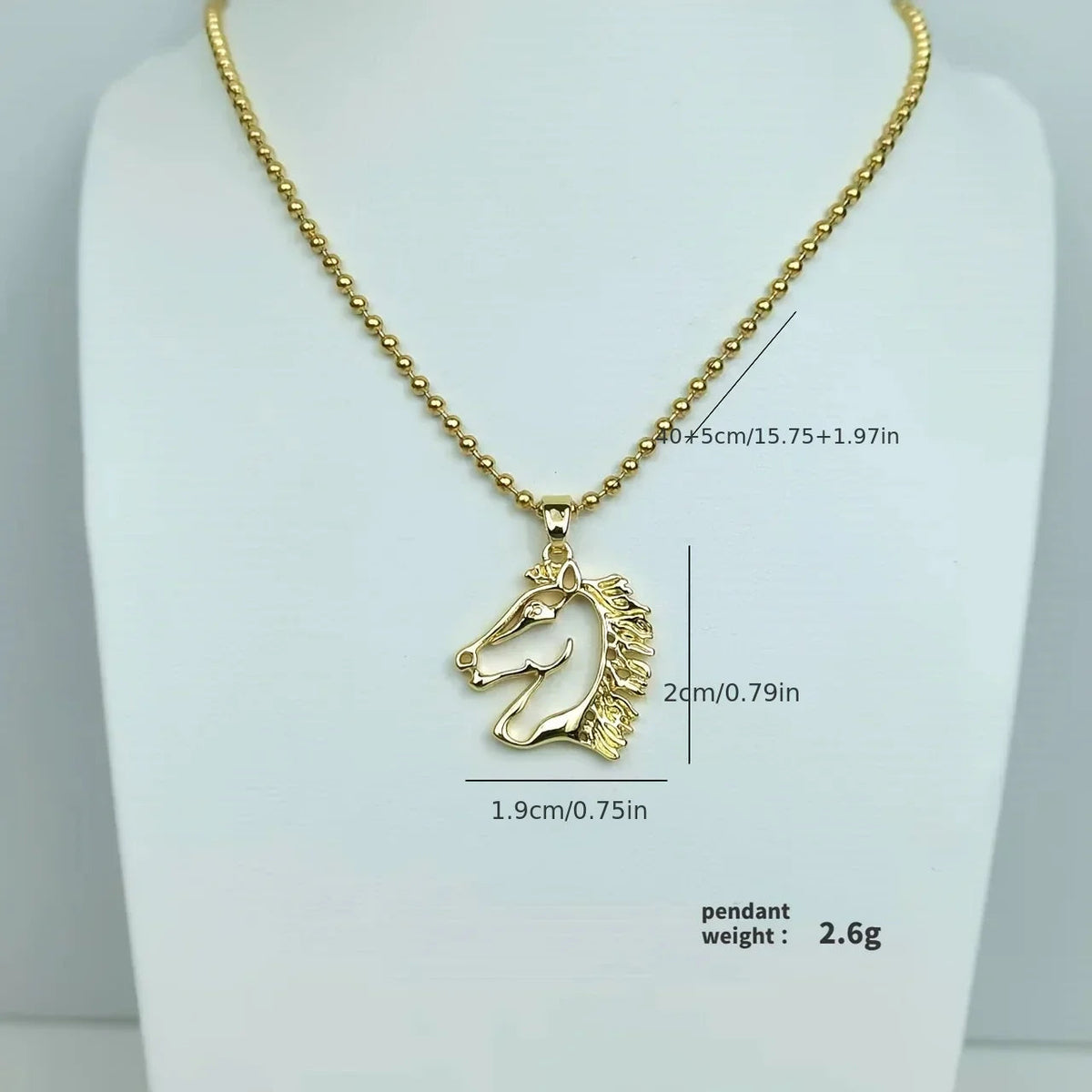 Necklace - Golden Copper Horse Pendant