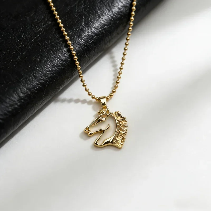 Necklace - Golden Copper Horse Pendant