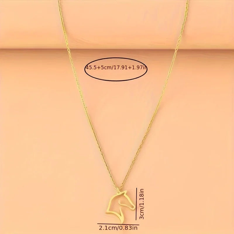 Necklace - Minimalist Metal Horse Head Pendant