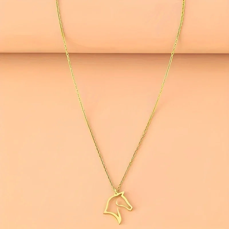 Necklace - Minimalist Metal Horse Head Pendant